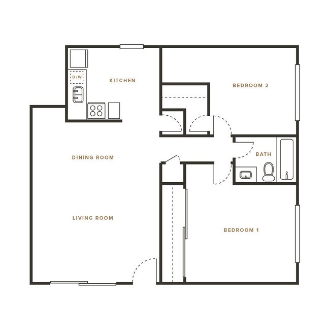 2 Bed, 1.5 Bath C Townhome - 114 Sharene 114-34 floor plan